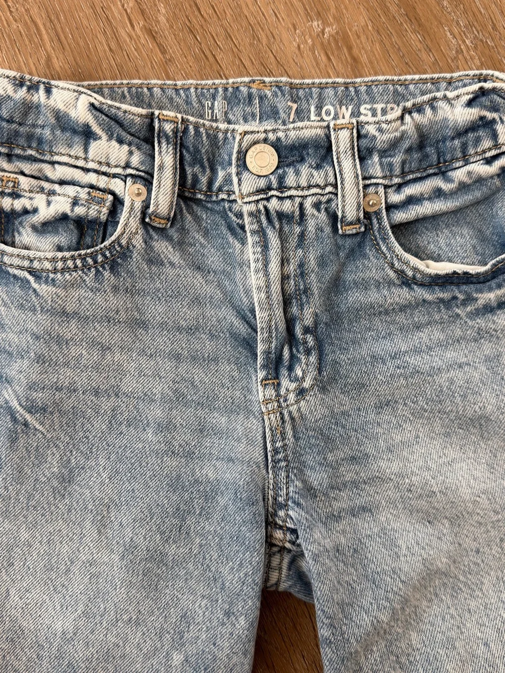 GAP Light Wash Kids Wide Leg Low Rise Jeans with Knee Rips